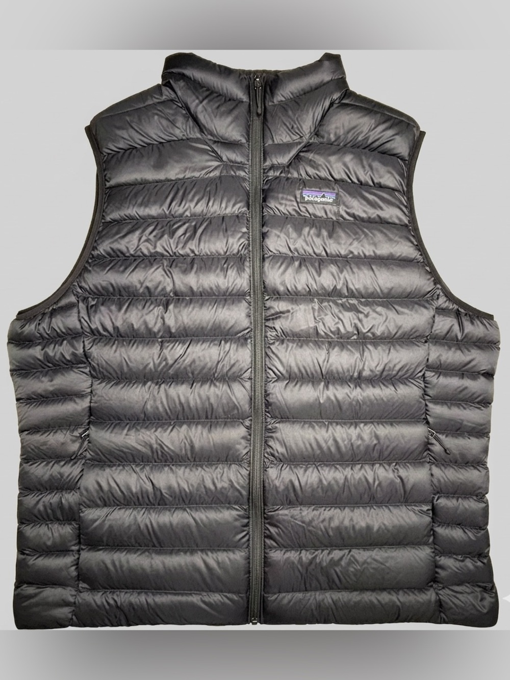 Patagonia Down Sweater Vest Men XXL Black Quilted Puffer Pockets Zip Up Outdoor